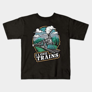 I Love Trains. Train Lover Kids T-Shirt